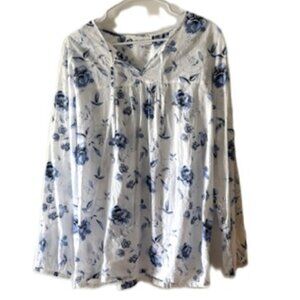 Northstyle Blue and White Floral All-Cotton Blouse